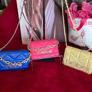 NWT BeBe  CROSSBODY BAG YELLOW OR PINK OR ELECTRIC BLUE  GOLD HRDWARE !P…
